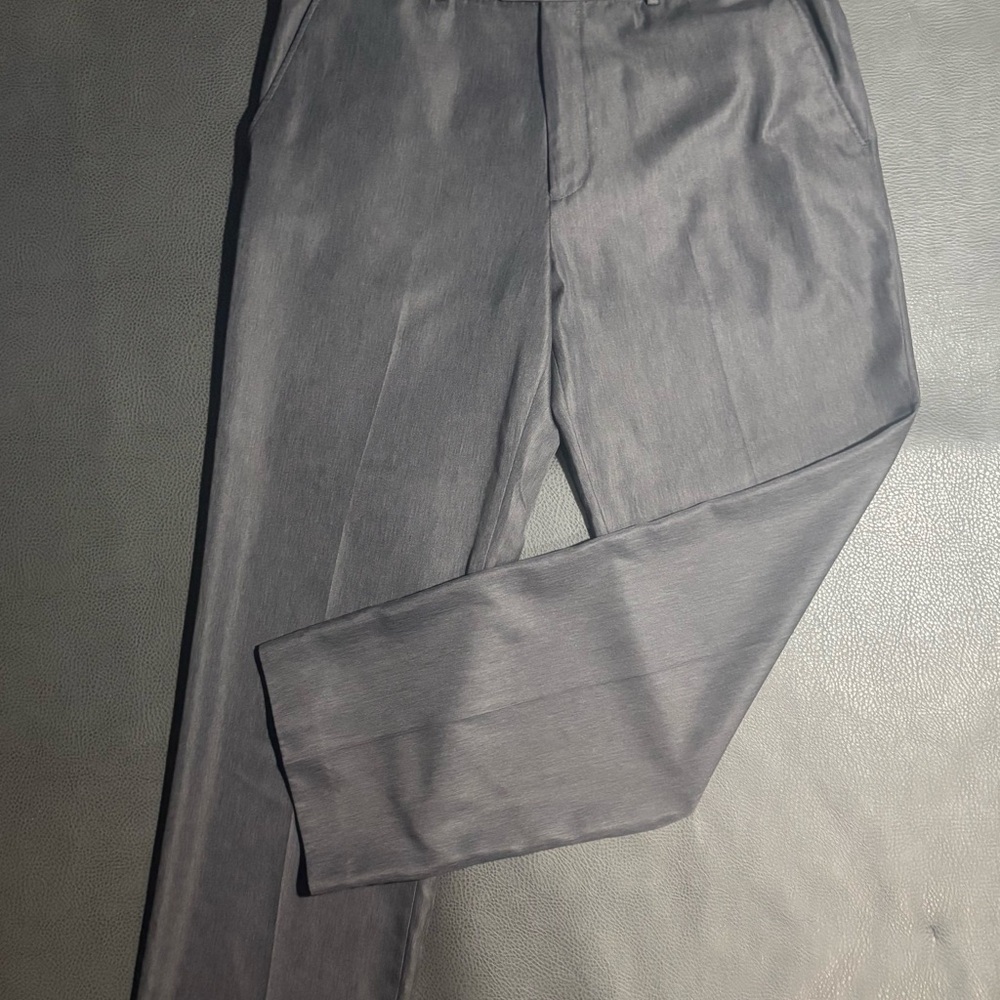 Stafford Men Dress Pant Gray Classic Fit 36x32 Performance Microfiber Flat Front